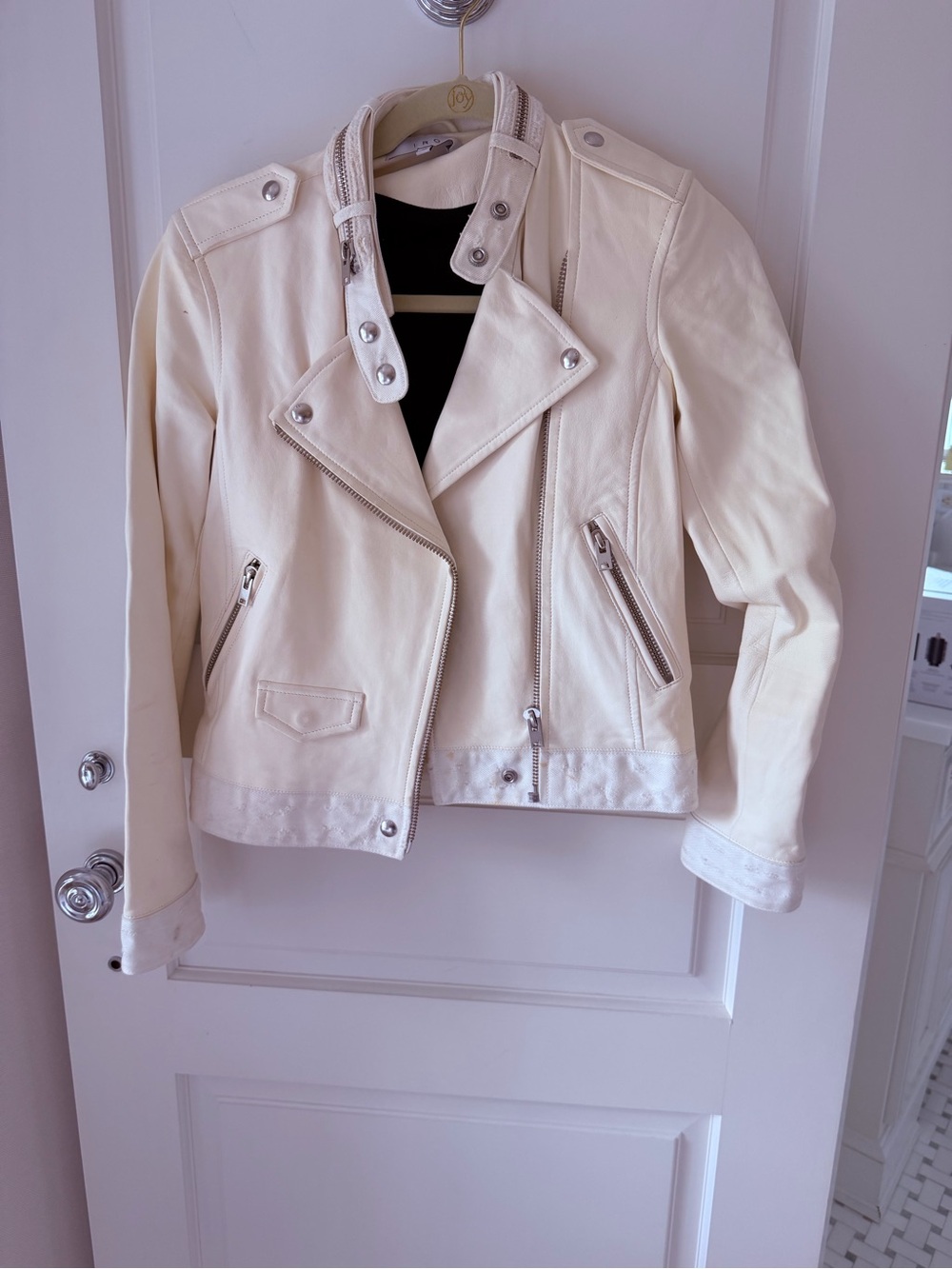 IRO Off-White Leather Moto Jacket